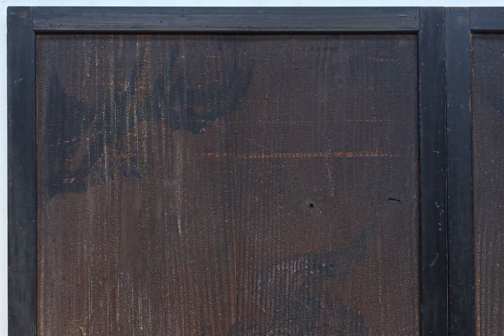 幅860ミリ　東海道から望む富士を描いたのか風情漂う素晴らしい板絵戸セット　F8594　在庫2枚1組