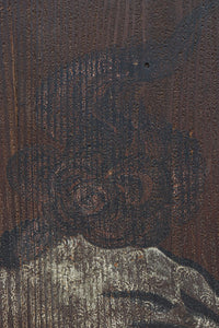 幅860ミリ　東海道から望む富士を描いたのか風情漂う素晴らしい板絵戸セット　F8594　在庫2枚1組