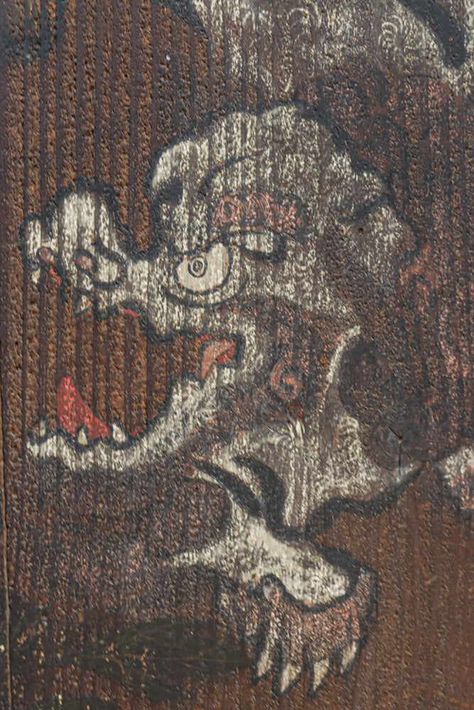 幅860ミリ　東海道から望む富士を描いたのか風情漂う素晴らしい板絵戸セット　F8594　在庫2枚1組