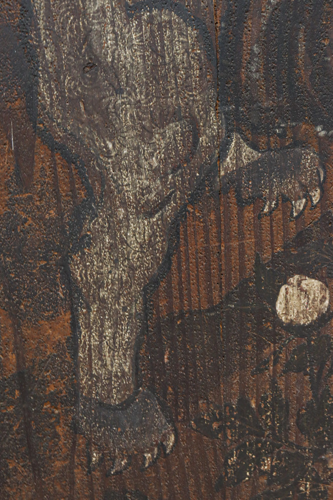 幅860ミリ　東海道から望む富士を描いたのか風情漂う素晴らしい板絵戸セット　F8594　在庫2枚1組