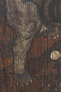 幅860ミリ　東海道から望む富士を描いたのか風情漂う素晴らしい板絵戸セット　F8594　在庫2枚1組