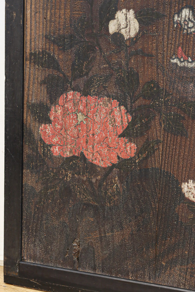 幅860ミリ　東海道から望む富士を描いたのか風情漂う素晴らしい板絵戸セット　F8594　在庫2枚1組