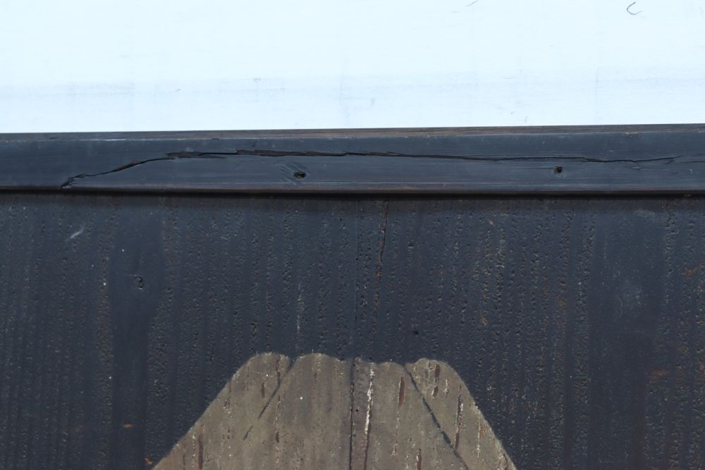 幅860ミリ　東海道から望む富士を描いたのか風情漂う素晴らしい板絵戸セット　F8594　在庫2枚1組