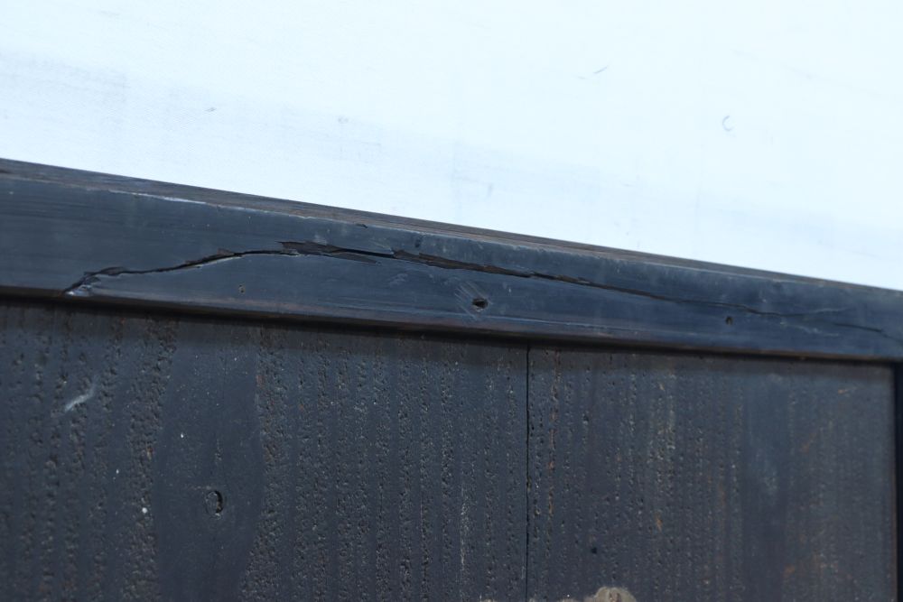 幅860ミリ　東海道から望む富士を描いたのか風情漂う素晴らしい板絵戸セット　F8594　在庫2枚1組