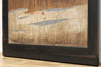 幅888ミリ　二羽の小鳥がもみじの周りで戯れる板絵戸　F8595　在庫1枚