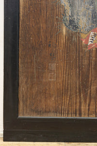 幅888ミリ　二羽の小鳥がもみじの周りで戯れる板絵戸　F8595　在庫1枚