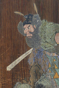 幅888ミリ　二羽の小鳥がもみじの周りで戯れる板絵戸　F8595　在庫1枚