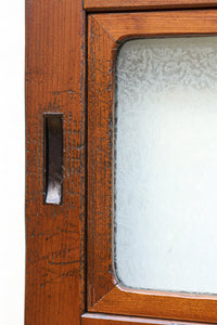 稀少幅1100ミリ　縦格子と結霜ガラスの小窓が上品な幅広大阪格子戸　F8596　在庫4枚