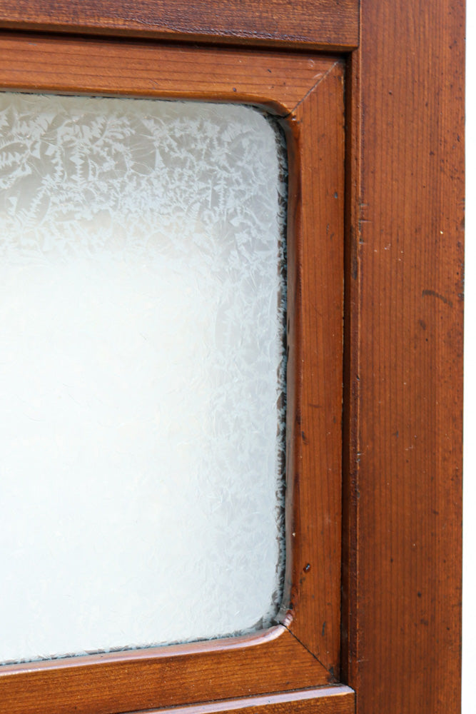 稀少幅1100ミリ　縦格子と結霜ガラスの小窓が上品な幅広大阪格子戸　F8596　在庫4枚