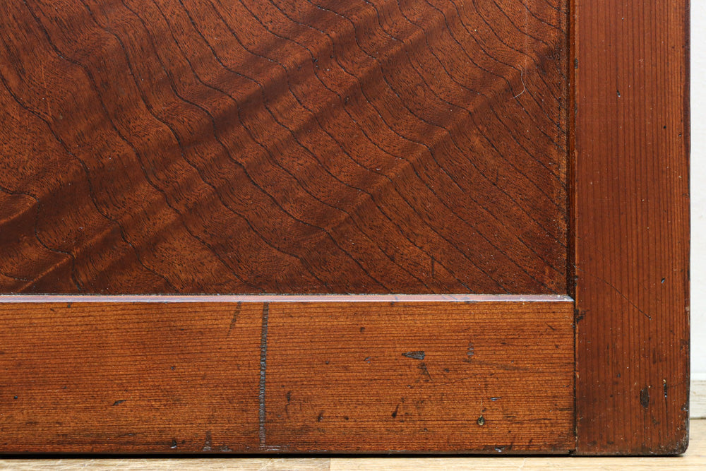 稀少幅1100ミリ　縦格子と結霜ガラスの小窓が上品な幅広大阪格子戸　F8596　在庫4枚