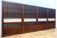 稀少幅1100ミリ　縦格子と結霜ガラスの小窓が上品な幅広大阪格子戸　F8596　在庫4枚