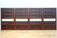 稀少幅1100ミリ　縦格子と結霜ガラスの小窓が上品な幅広大阪格子戸　F8596　在庫4枚