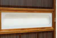 幅885ミリ　繊細な縦格子が美しく並ぶスリガラス入り大阪格子戸　F8597　在庫4枚