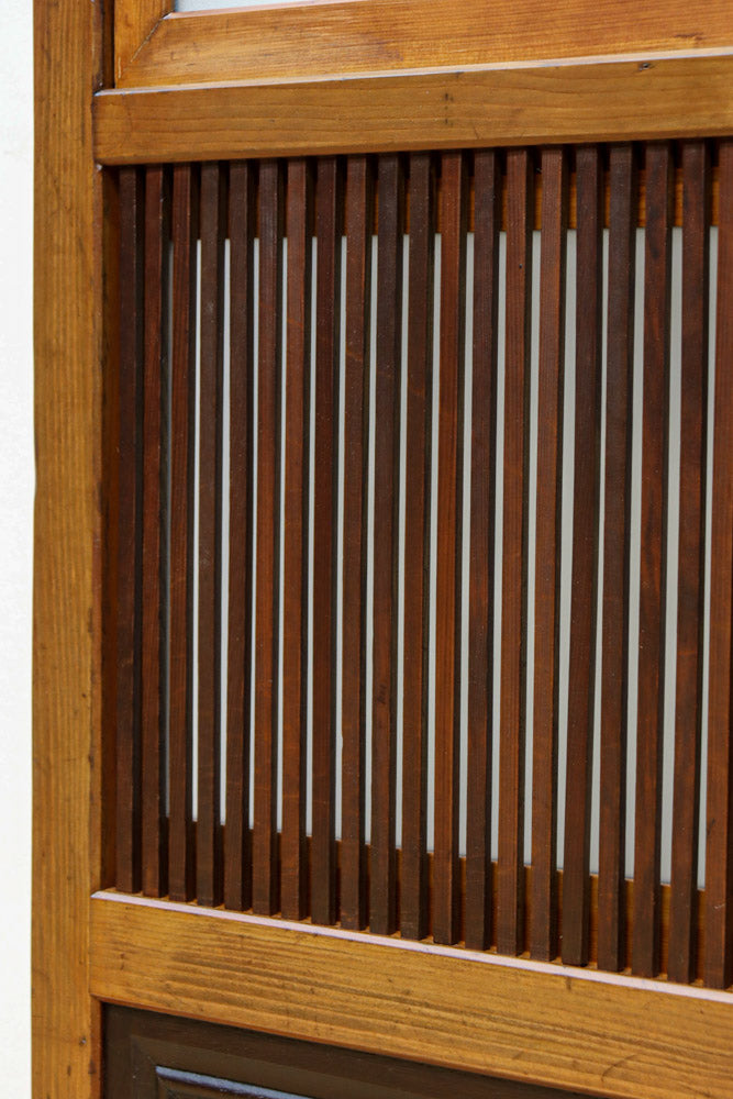 幅885ミリ　繊細な縦格子が美しく並ぶスリガラス入り大阪格子戸　F8597　在庫4枚