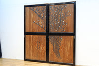 小菊と白梅の花で華やかな板絵戸セット　F8602a　在庫2枚1組