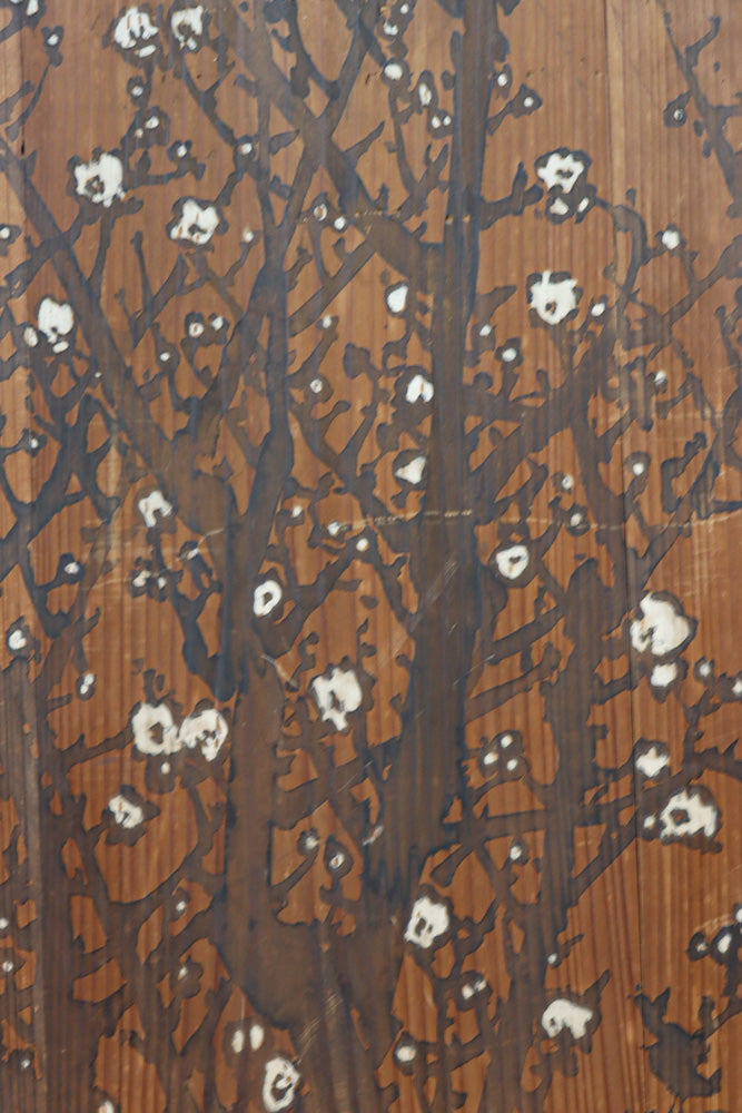 小菊と白梅の花で華やかな板絵戸セット　F8602a　在庫2枚1組