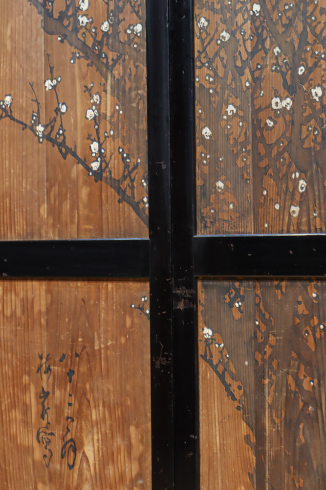 小菊と白梅の花で華やかな板絵戸セット　F8602a　在庫2枚1組