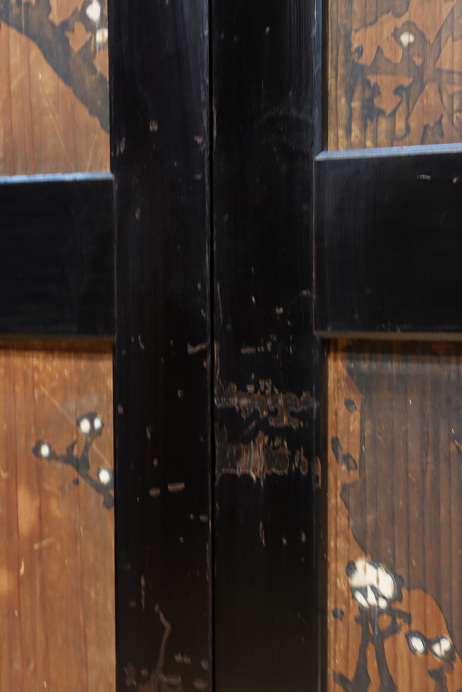 小菊と白梅の花で華やかな板絵戸セット　F8602a　在庫2枚1組