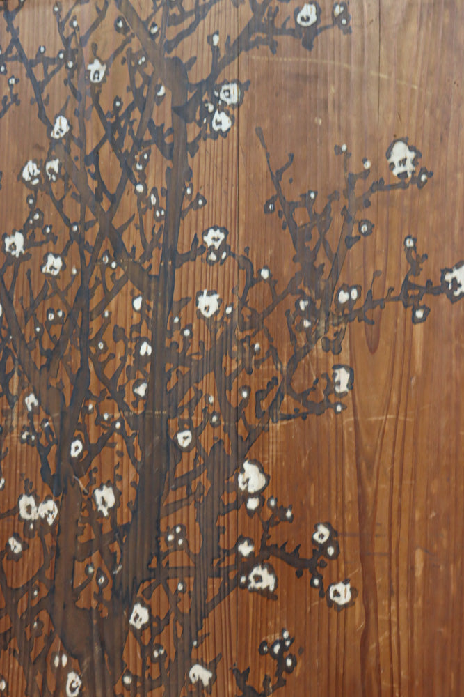 小菊と白梅の花で華やかな板絵戸セット　F8602a　在庫2枚1組