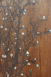 小菊と白梅の花で華やかな板絵戸セット　F8602a　在庫2枚1組