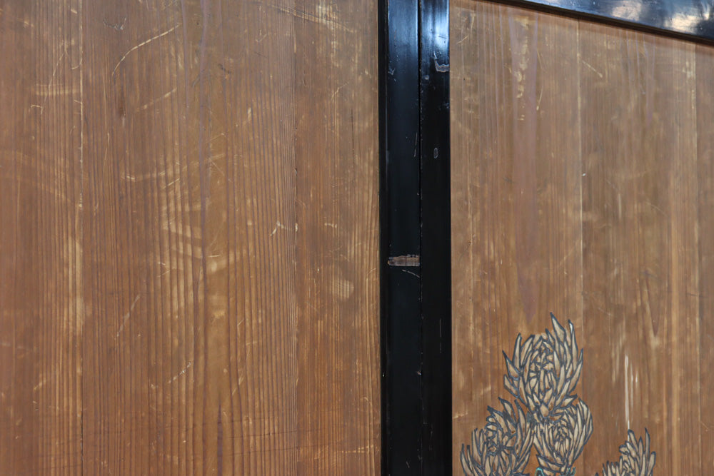 小菊と白梅の花で華やかな板絵戸セット　F8602a　在庫2枚1組