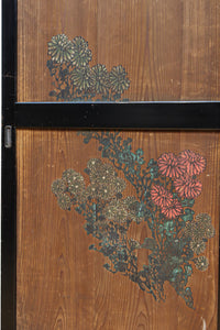 小菊と白梅の花で華やかな板絵戸セット　F8602a　在庫2枚1組