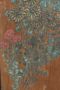 小菊と白梅の花で華やかな板絵戸セット　F8602a　在庫2枚1組