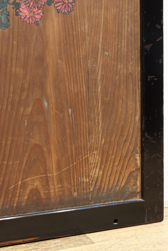 小菊と白梅の花で華やかな板絵戸セット　F8602a　在庫2枚1組