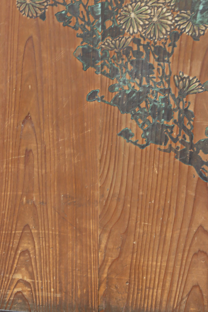 小菊と白梅の花で華やかな板絵戸セット　F8602a　在庫2枚1組