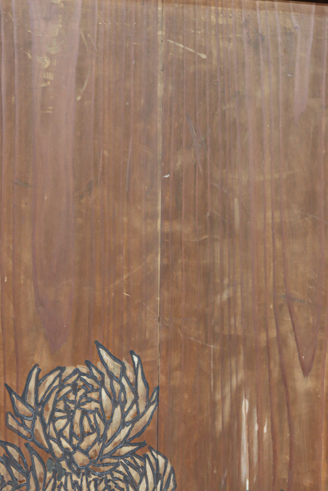 小菊と白梅の花で華やかな板絵戸セット　F8602a　在庫2枚1組