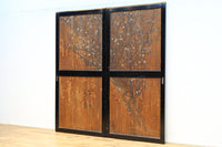 牡丹と白梅の花で上品な板絵戸セット　F8602b　在庫2枚1組