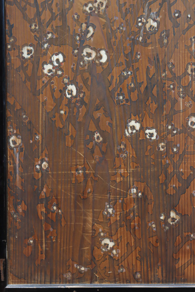 牡丹と白梅の花で上品な板絵戸セット　F8602b　在庫2枚1組