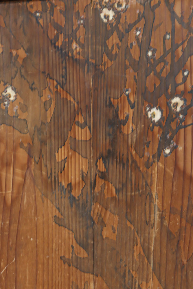 牡丹と白梅の花で上品な板絵戸セット　F8602b　在庫2枚1組