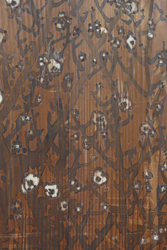 牡丹と白梅の花で上品な板絵戸セット　F8602b　在庫2枚1組