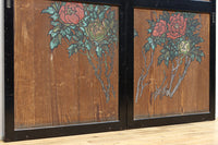 牡丹と白梅の花で上品な板絵戸セット　F8602b　在庫2枚1組