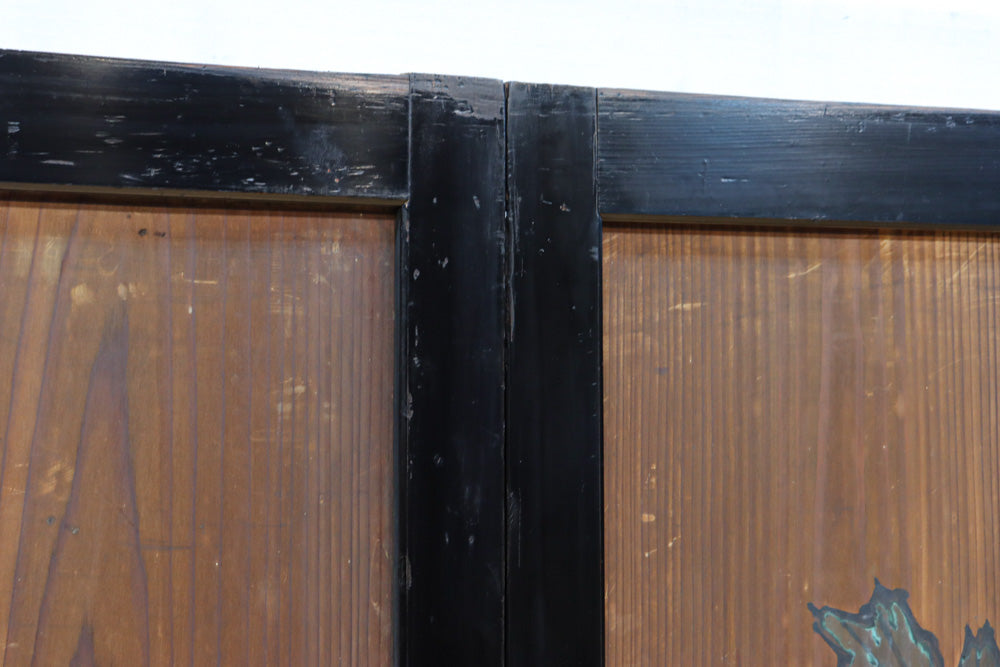 牡丹と白梅の花で上品な板絵戸セット　F8602b　在庫2枚1組