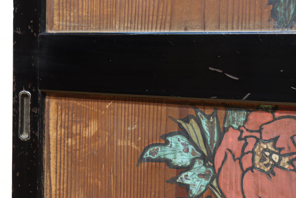 牡丹と白梅の花で上品な板絵戸セット　F8602b　在庫2枚1組