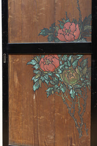 牡丹と白梅の花で上品な板絵戸セット　F8602b　在庫2枚1組