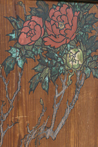 牡丹と白梅の花で上品な板絵戸セット　F8602b　在庫2枚1組