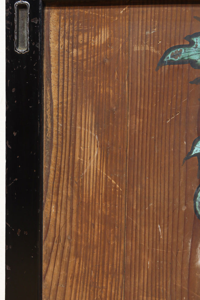 牡丹と白梅の花で上品な板絵戸セット　F8602b　在庫2枚1組