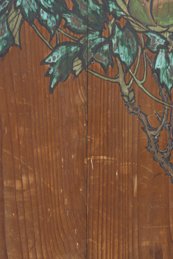 牡丹と白梅の花で上品な板絵戸セット　F8602b　在庫2枚1組