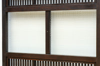 幅668ミリ　スリム幅!! 繊細な格子と幾何学模様の型ガラスが華やかな大阪格子戸　F8604　在庫3枚