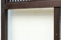 幅668ミリ　スリム幅!! 繊細な格子と幾何学模様の型ガラスが華やかな大阪格子戸　F8604　在庫3枚