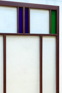 昭和レトロ!! 色ガラスの配色が爽やかなガラス戸　F8613　在庫2枚