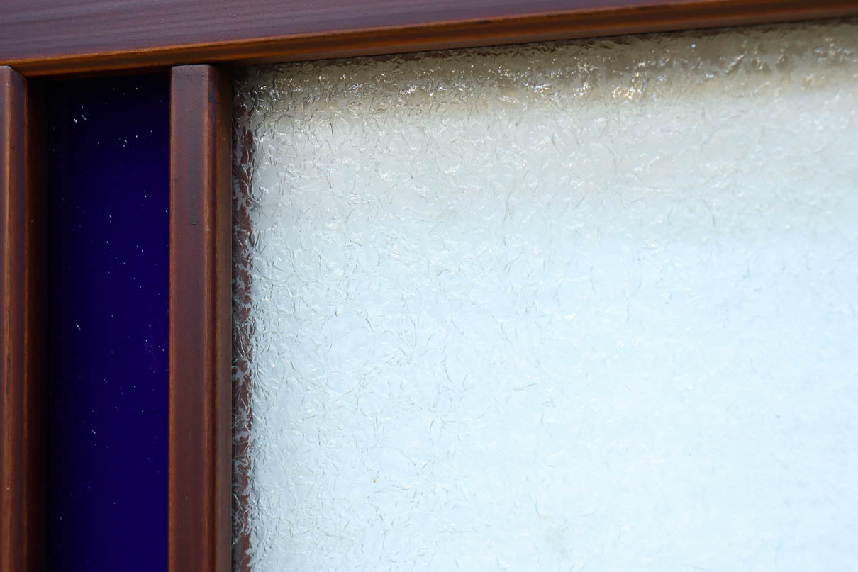 昭和レトロ!! 色ガラスの配色が爽やかなガラス戸　F8613　在庫2枚