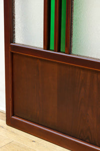 昭和レトロ!! 色ガラスの配色が爽やかなガラス戸　F8613　在庫2枚