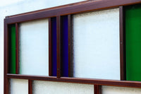 昭和レトロ!! 色ガラスの配色が爽やかなガラス戸　F8613　在庫2枚