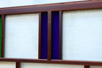 昭和レトロ!! 色ガラスの配色が爽やかなガラス戸　F8613　在庫2枚