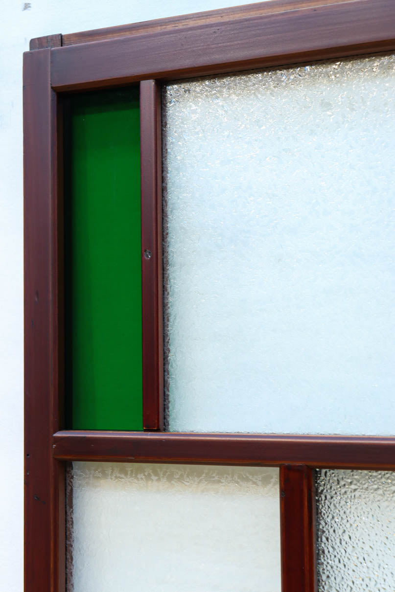 昭和レトロ!! 色ガラスの配色が爽やかなガラス戸　F8613　在庫2枚