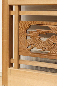 幅673ミリ　スリム幅!! 縁起の良い松鷹の彫刻が風情漂う簾戸　F8614　在庫8枚